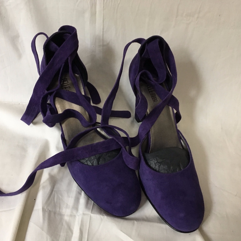 Pelle Moda Purple Suede Tie-Ankle Pumps